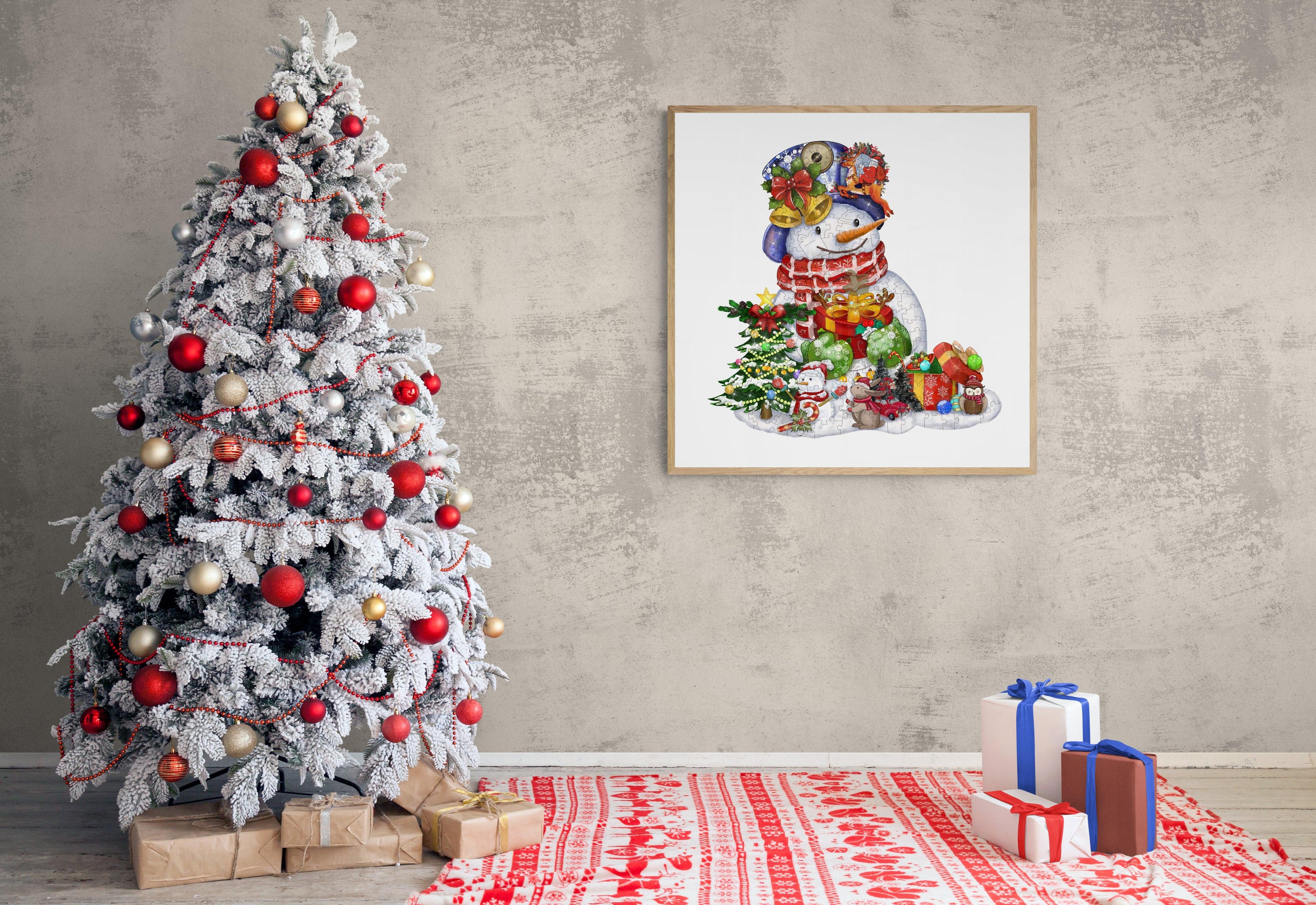 Christmas Snowman Wooden Jigsaw Puzzle