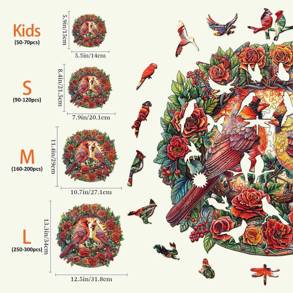 Rose Cardinal Wooden Jigsaw Puzzle