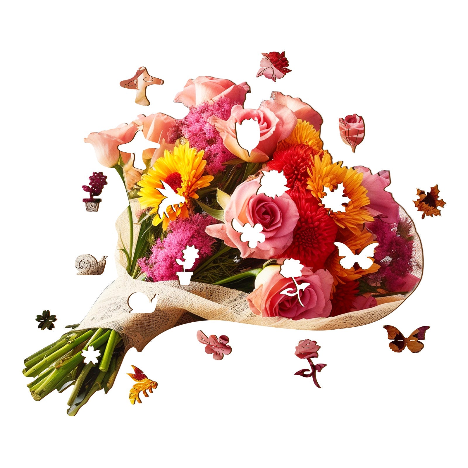 Flowers Bouquet Wooden Jigsaw Puzzle