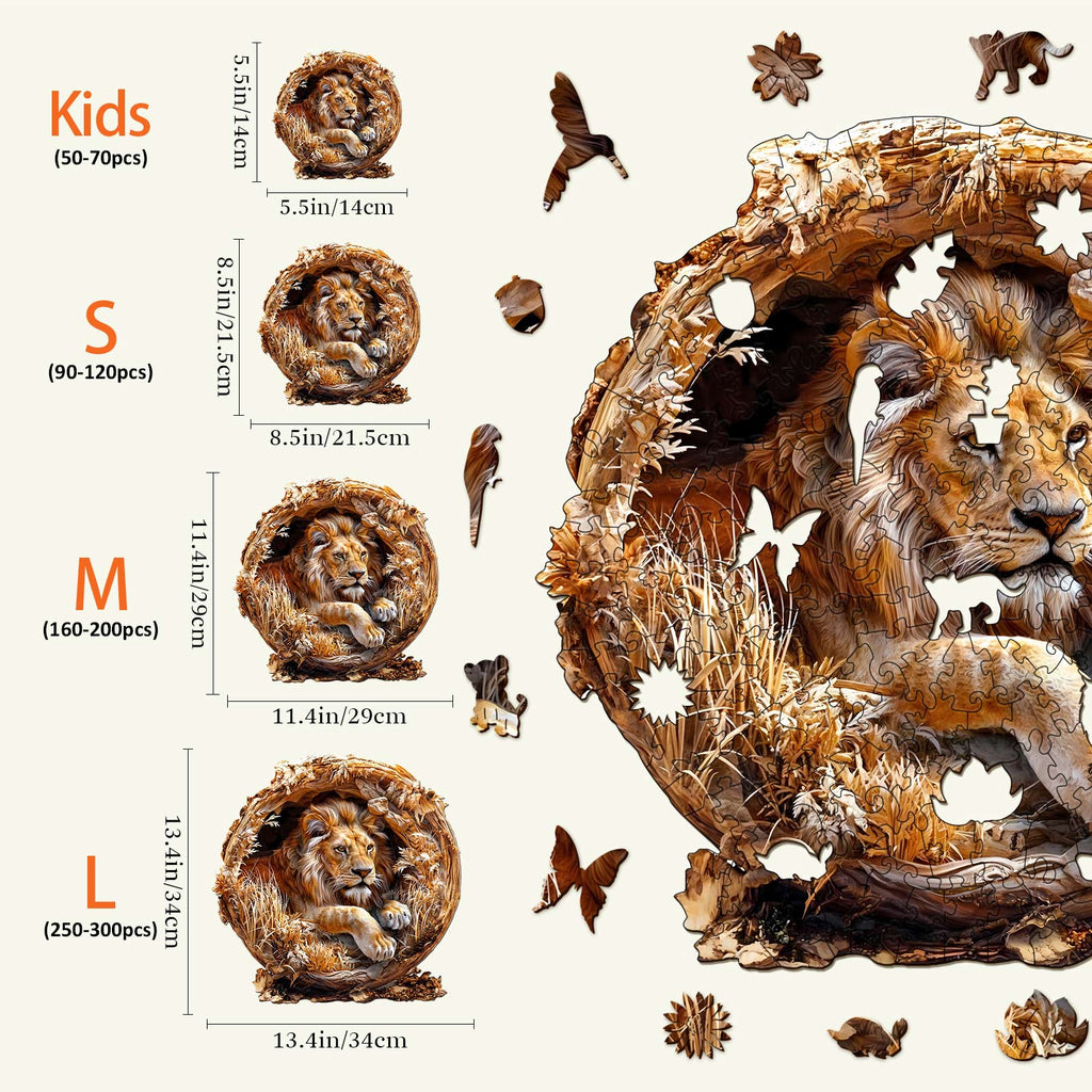 Lion In Cave Wooden Jigsaw Puzzle