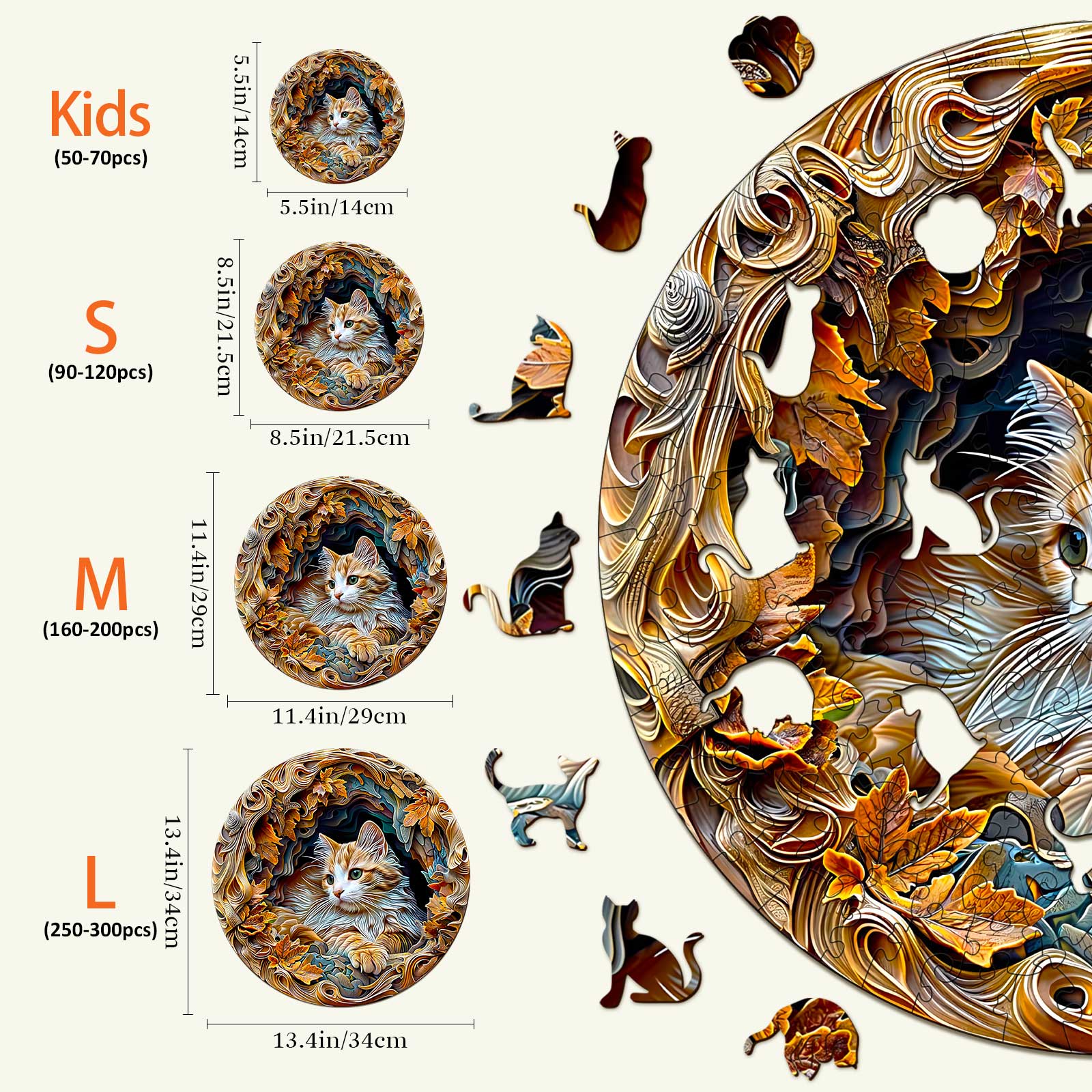 Cat In Cave Wooden Jigsaw Puzzle