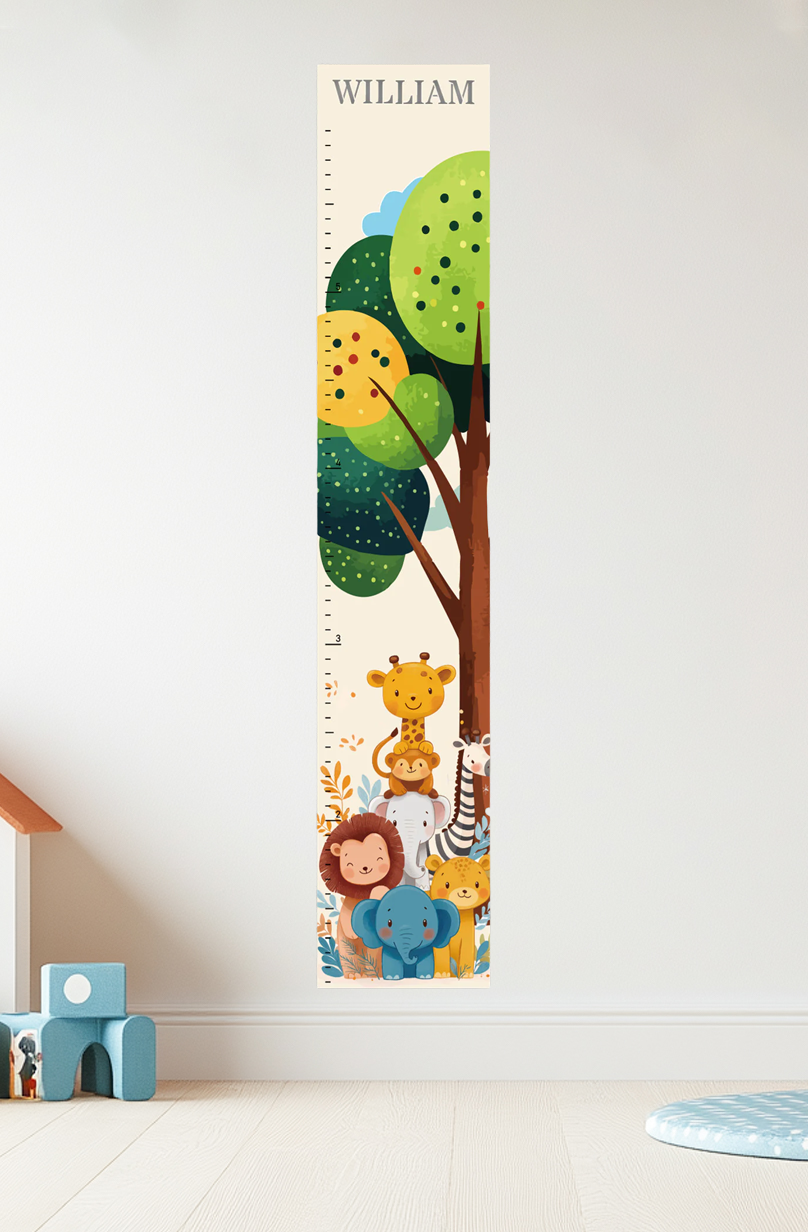 Personalized Wooden Jungle Animal Growth Chart Ruler