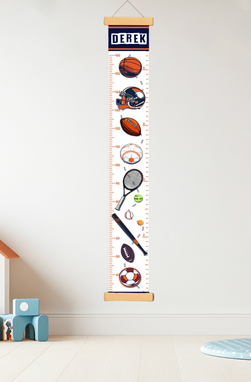 Personalized Sports Theme Hanging Canvas Height Ruler