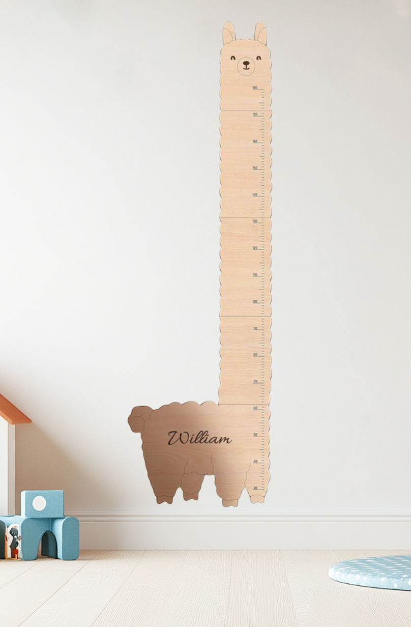 Personalized Wooden Alpaca Llama Growth Chart Ruler