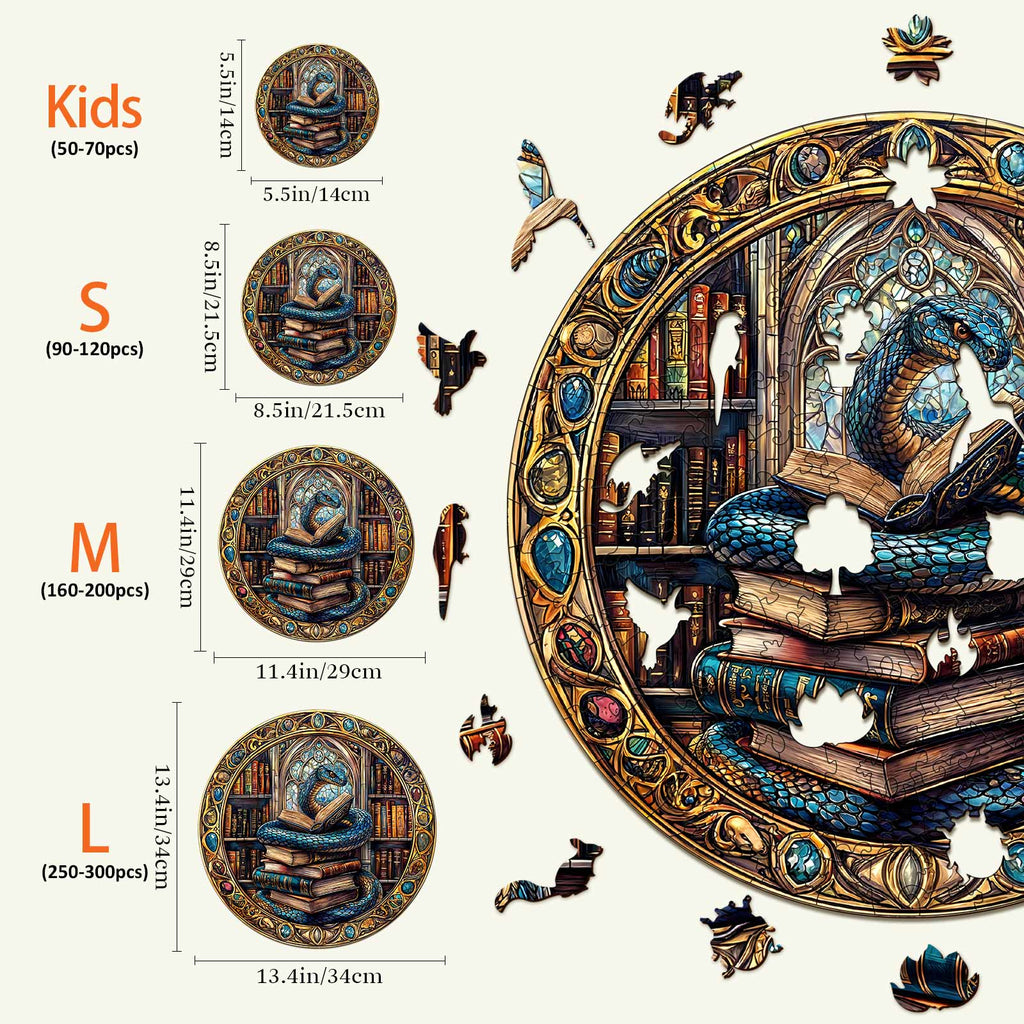 Magic Library Snake Wooden Jigsaw Puzzle