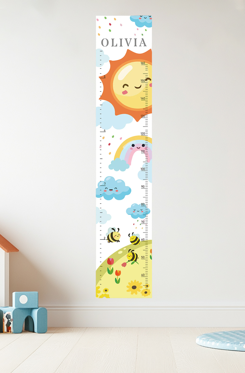 Personalized Wooden Rainbow Growth Chart Height Ruler