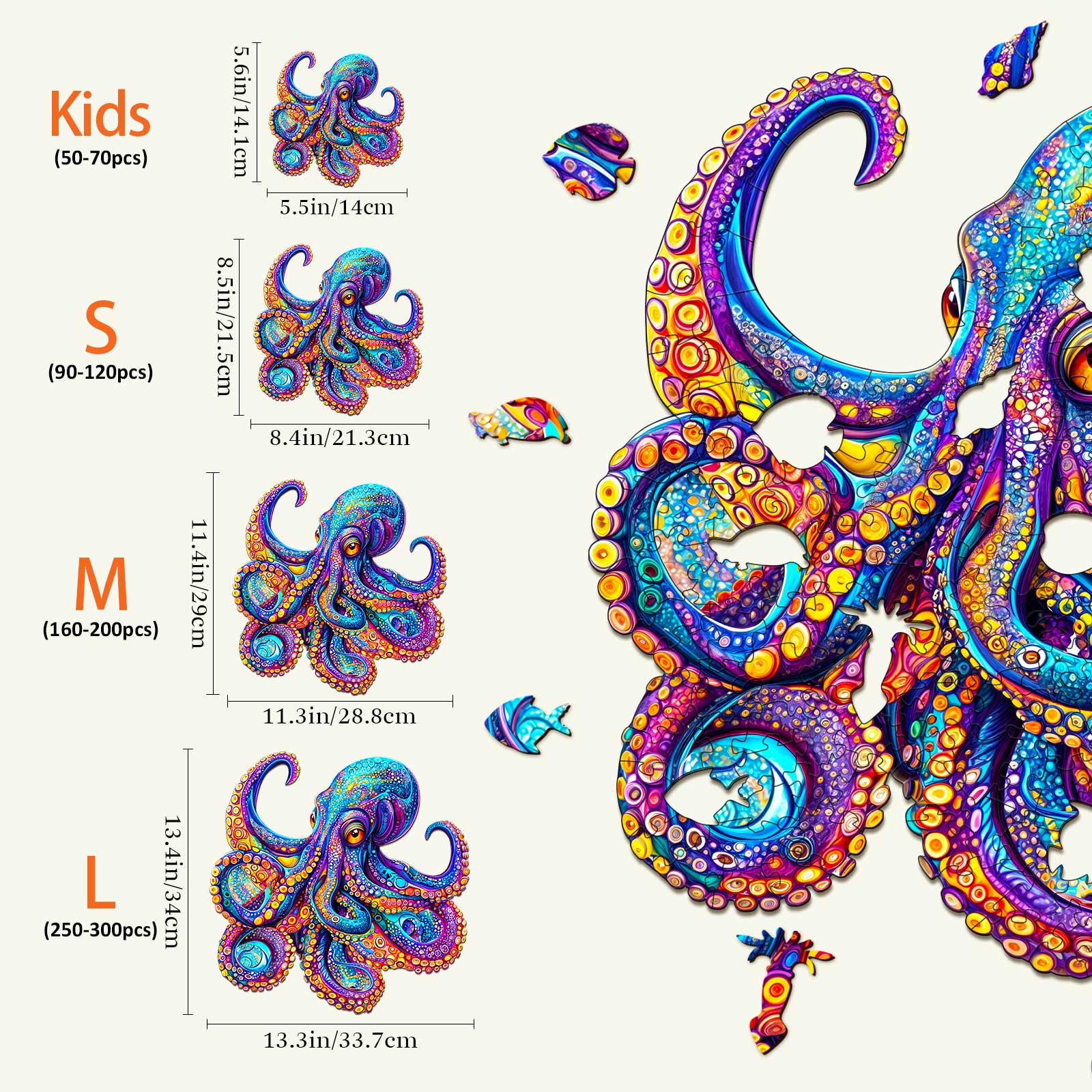 Colorful Octopus Wooden Jigsaw Puzzle