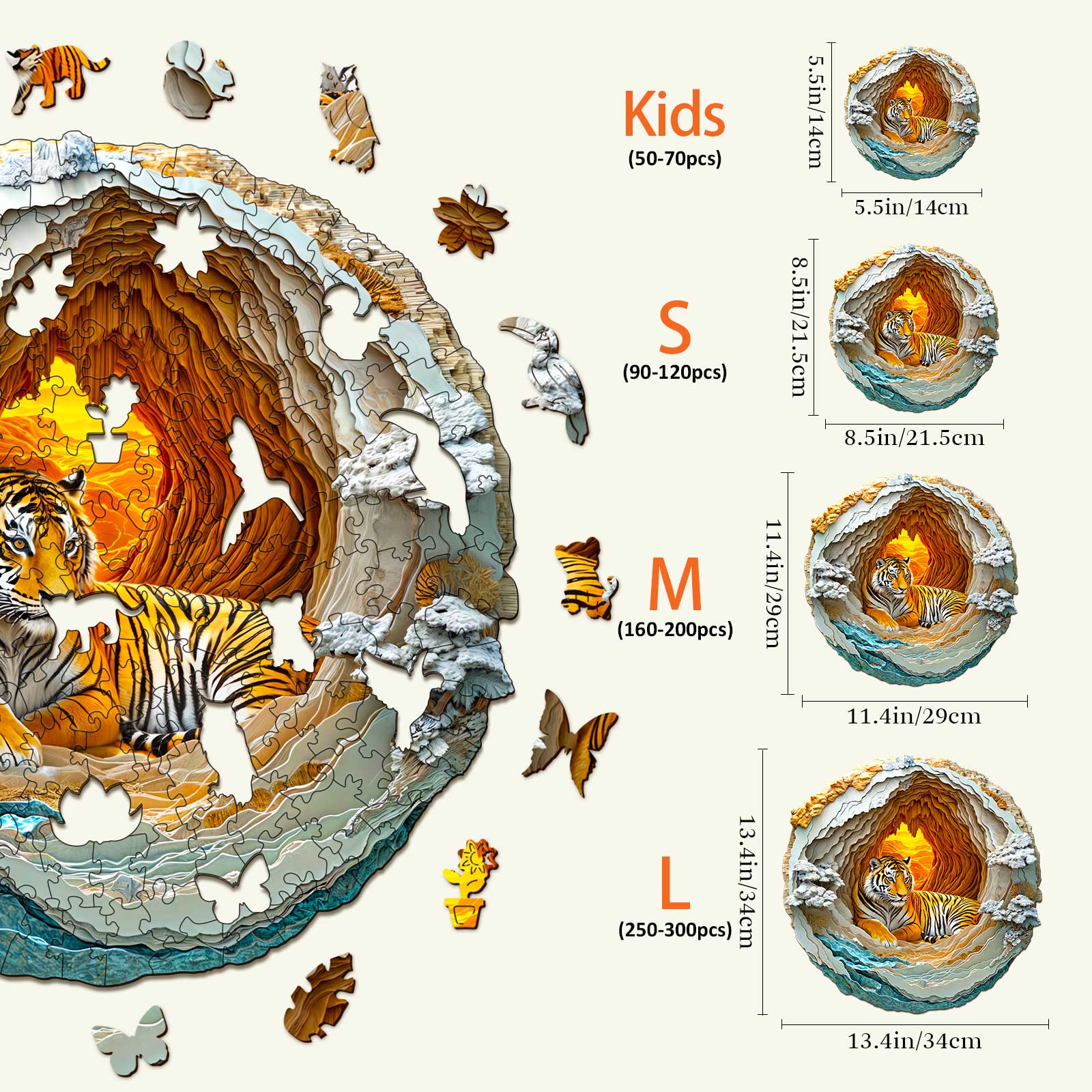 3D Tiger Wooden Jigsaw Puzzle
