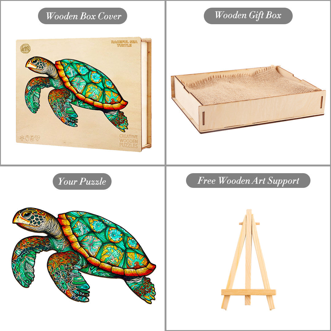 Mysterious Sea Turtle Wooden Jigsaw Puzzle