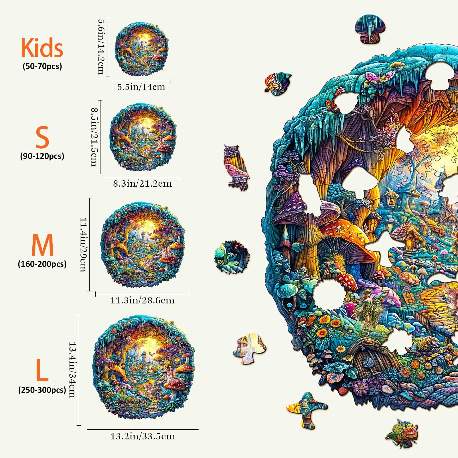 3D Mushroom Village Wooden Jigsaw Puzzle