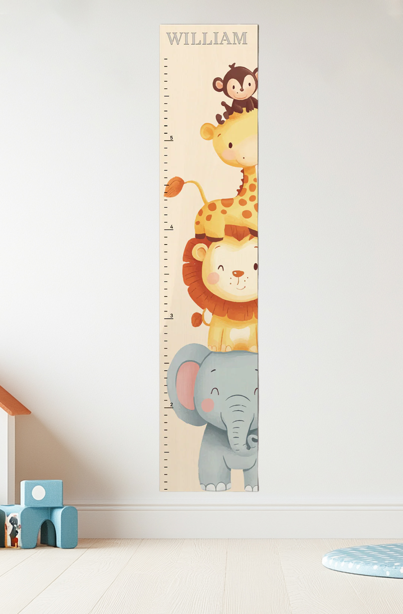 Personalized Wooden Safari Animal Growth Chart Ruler