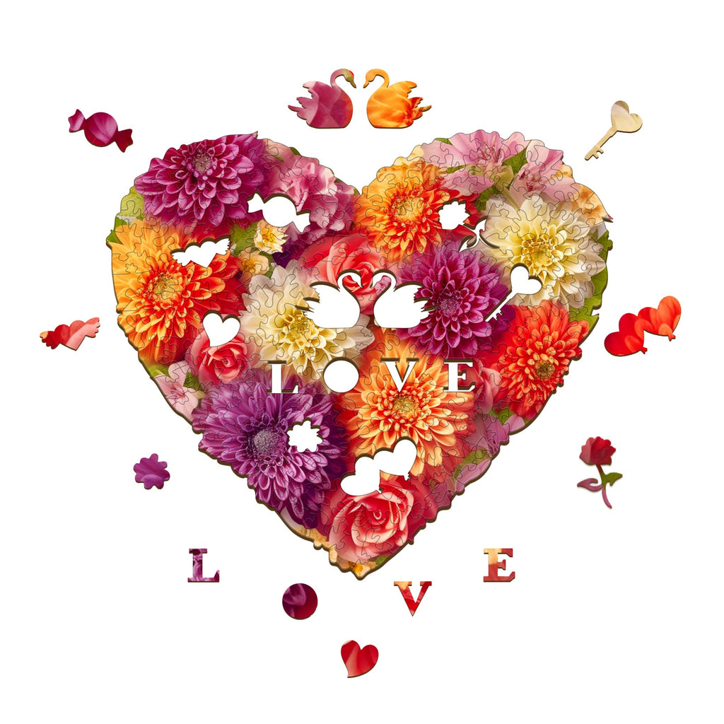 Flower Heart -2 Wooden Jigsaw Puzzle