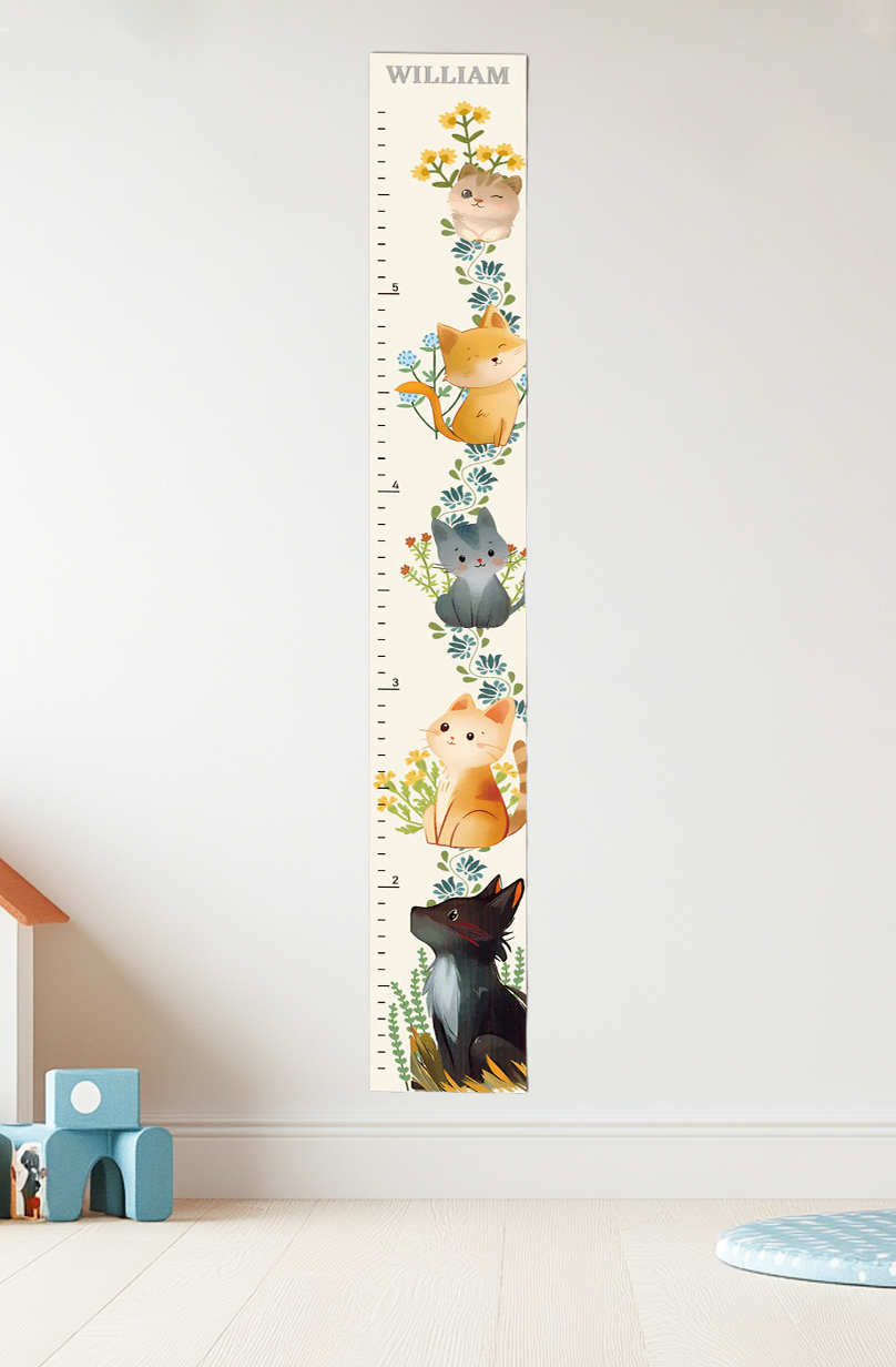 Personalized Wooden Cat Growth Chart Ruler