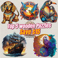 2024 Top 5 Wooden Puzzles Bundle in One Package