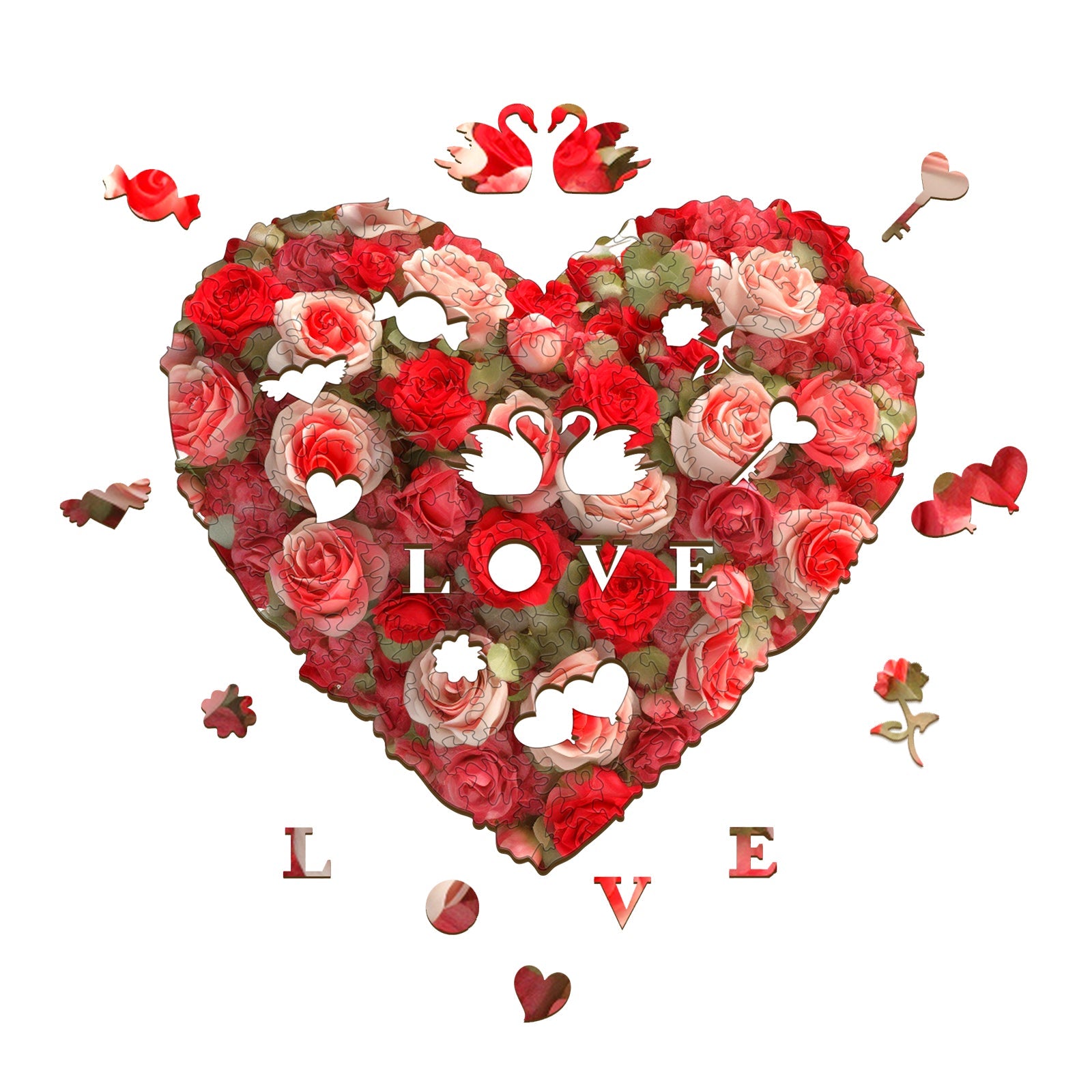 Flower Heart Wooden Jigsaw Puzzle