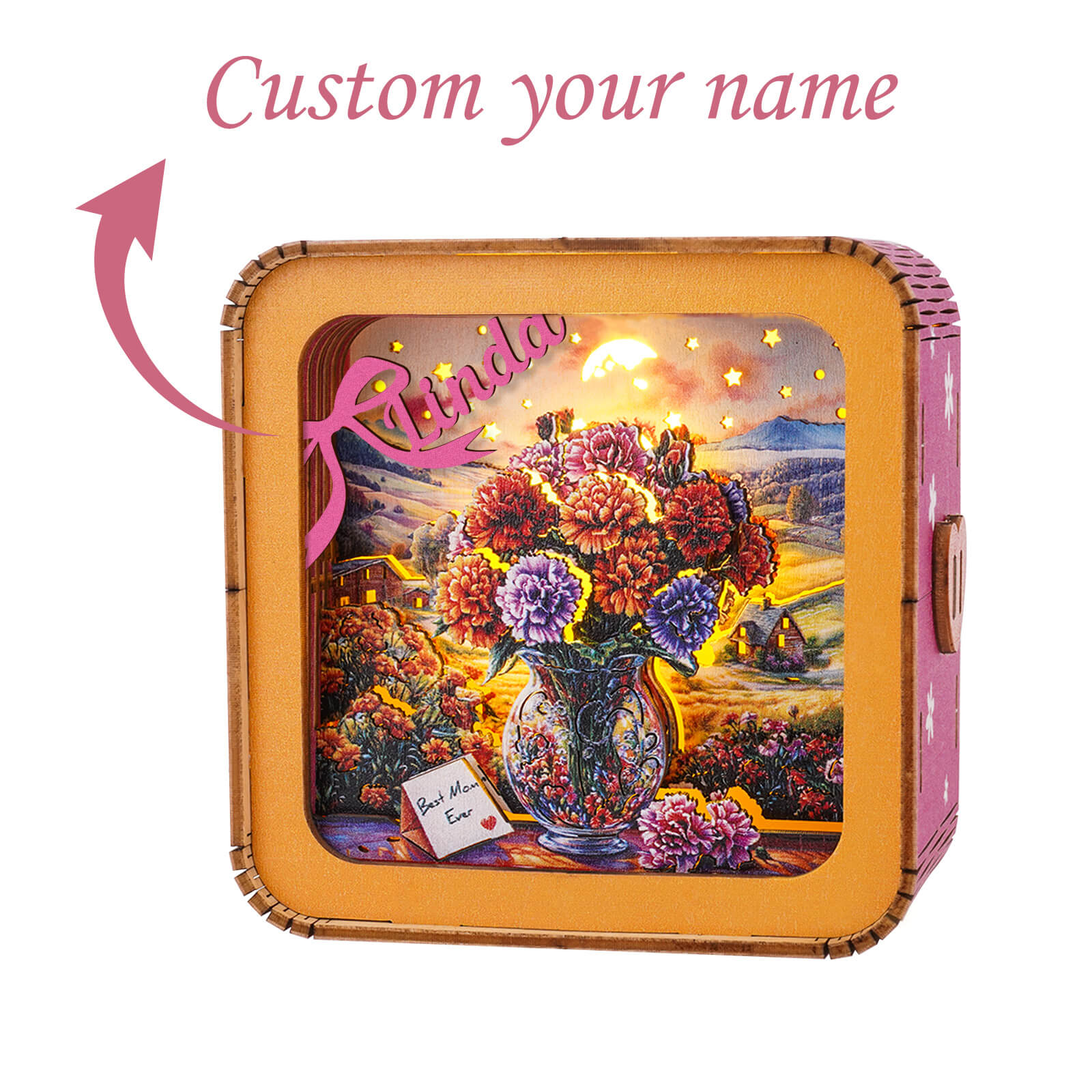 Carnations by the window Kit- Personalized 3D Wooden Puzzle Night Light