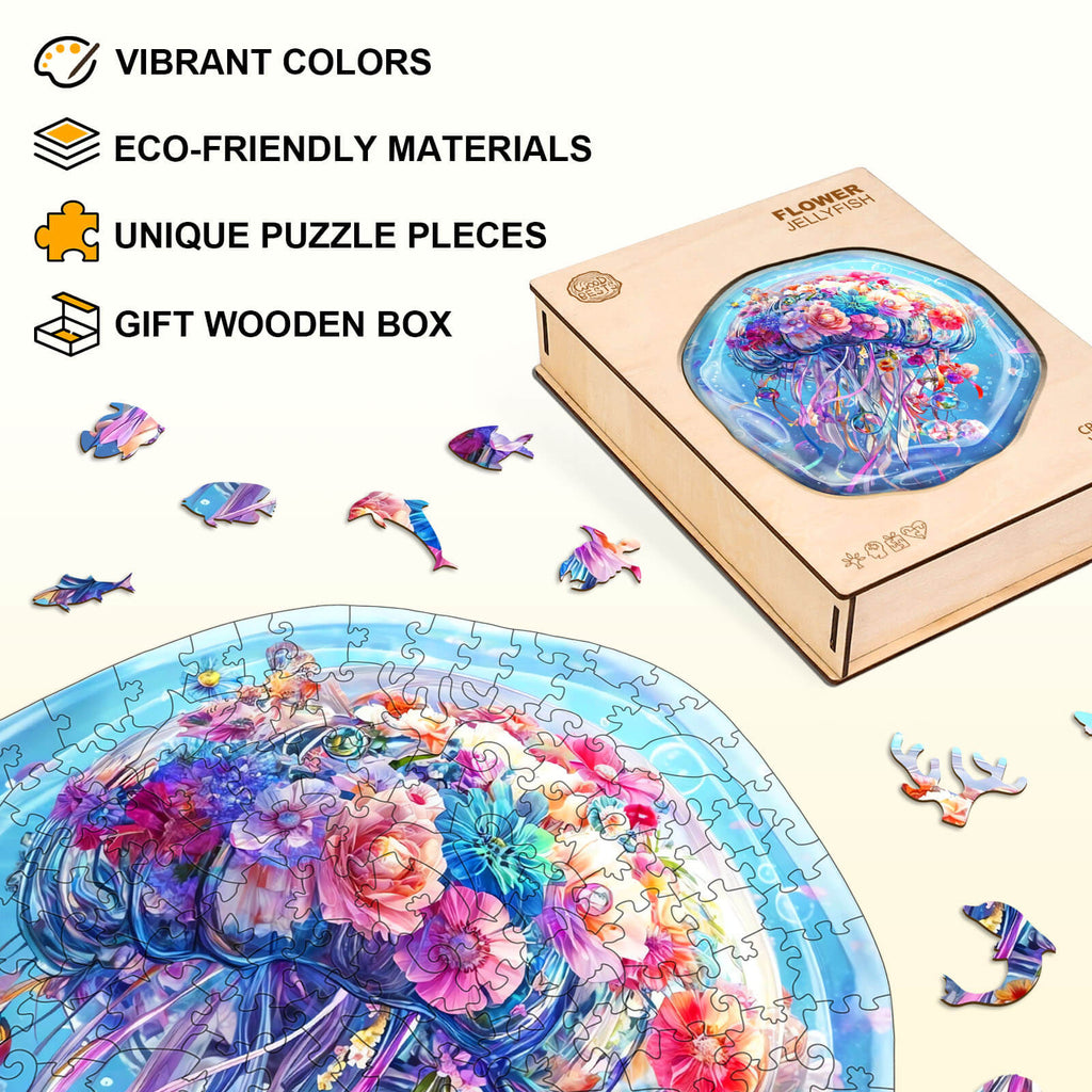 Flower Jellyfish Wooden Jigsaw Puzzle
