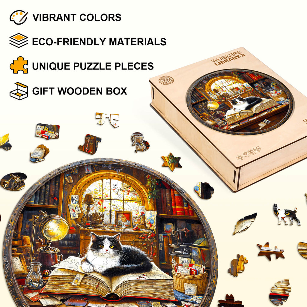 Whiskers Library-2  Wooden Jigsaw Puzzle