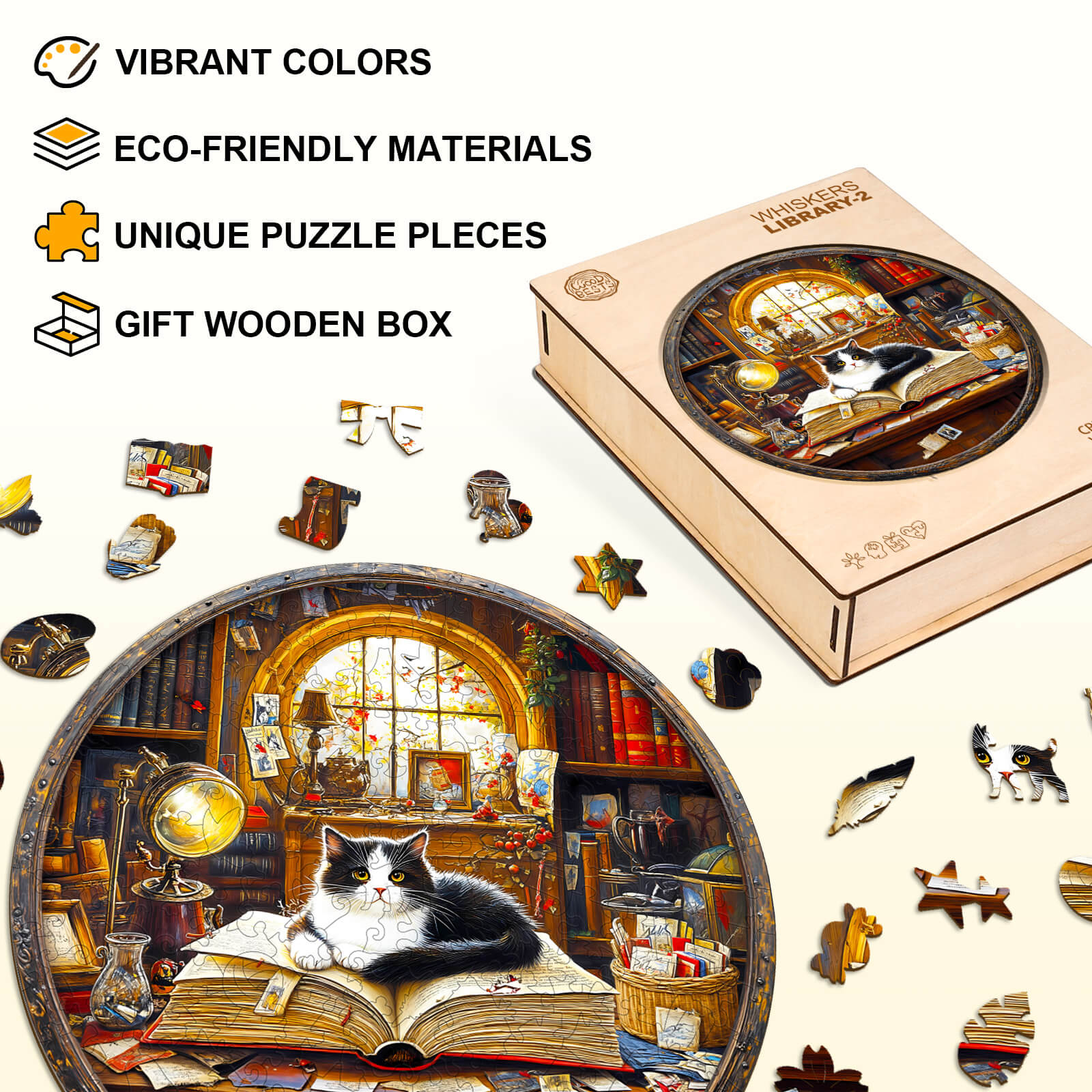 Whiskers Library-2  Wooden Jigsaw Puzzle