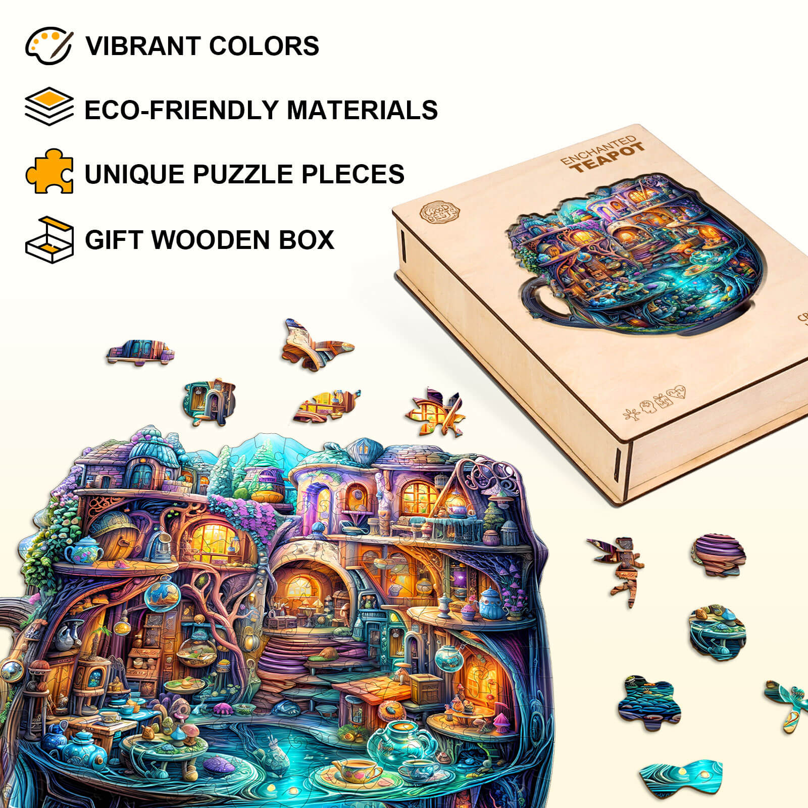 Enchanted Teapot Wooden Jigsaw Puzzle
