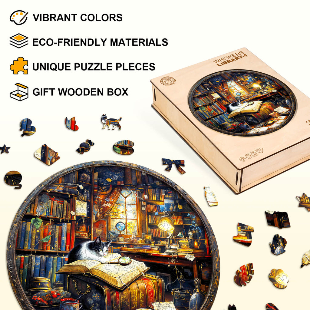 Whiskers Library-1  Wooden Jigsaw Puzzle