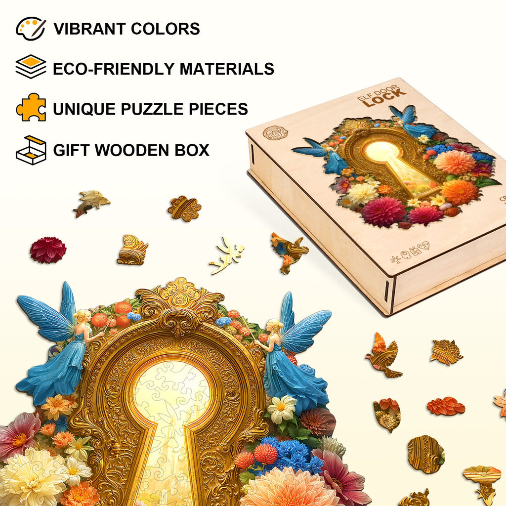 Elf door lock Wooden Jigsaw Puzzle