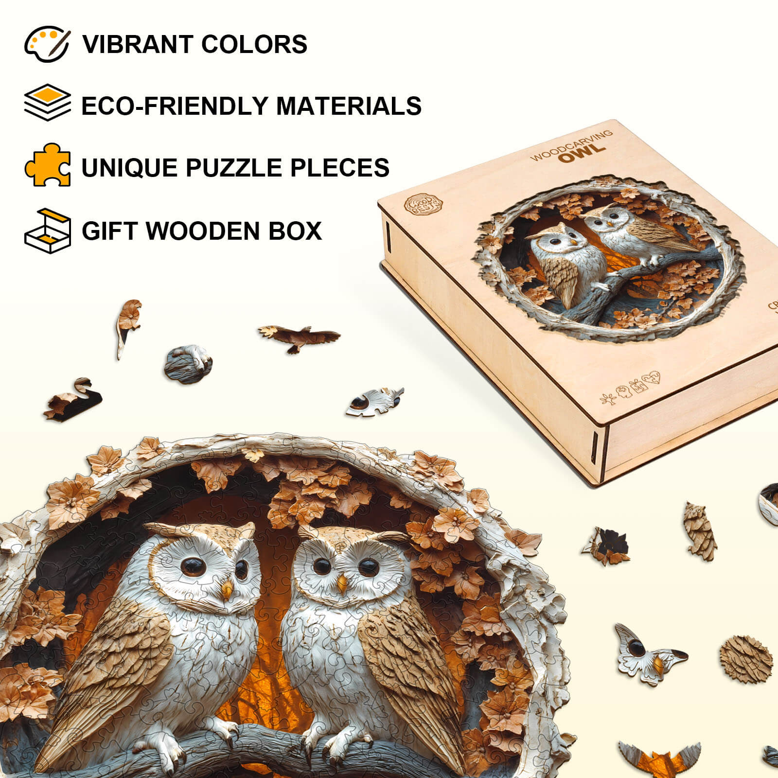 Woodcarving Owl Wooden Jigsaw Puzzle