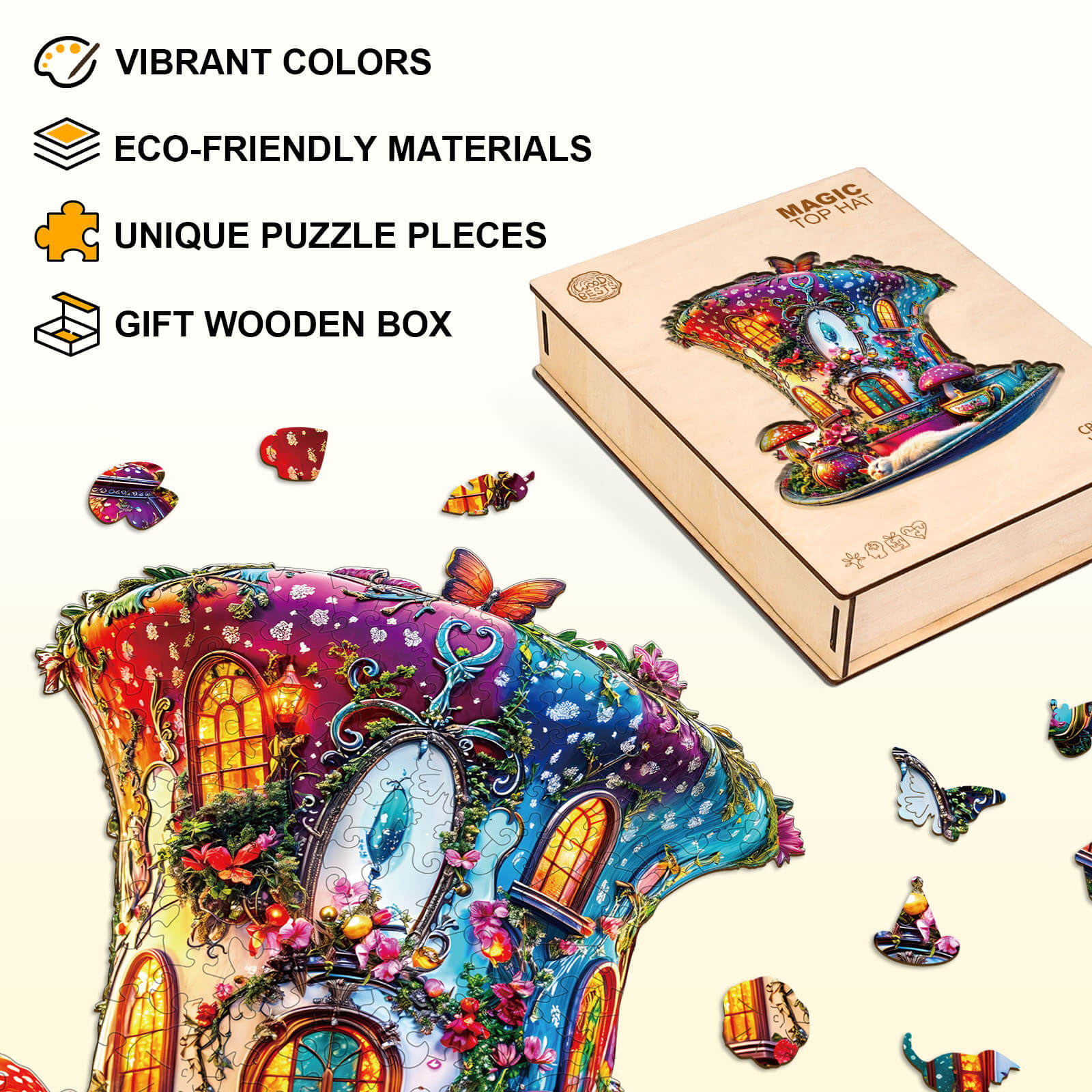 Magic top hat Wooden Jigsaw Puzzle