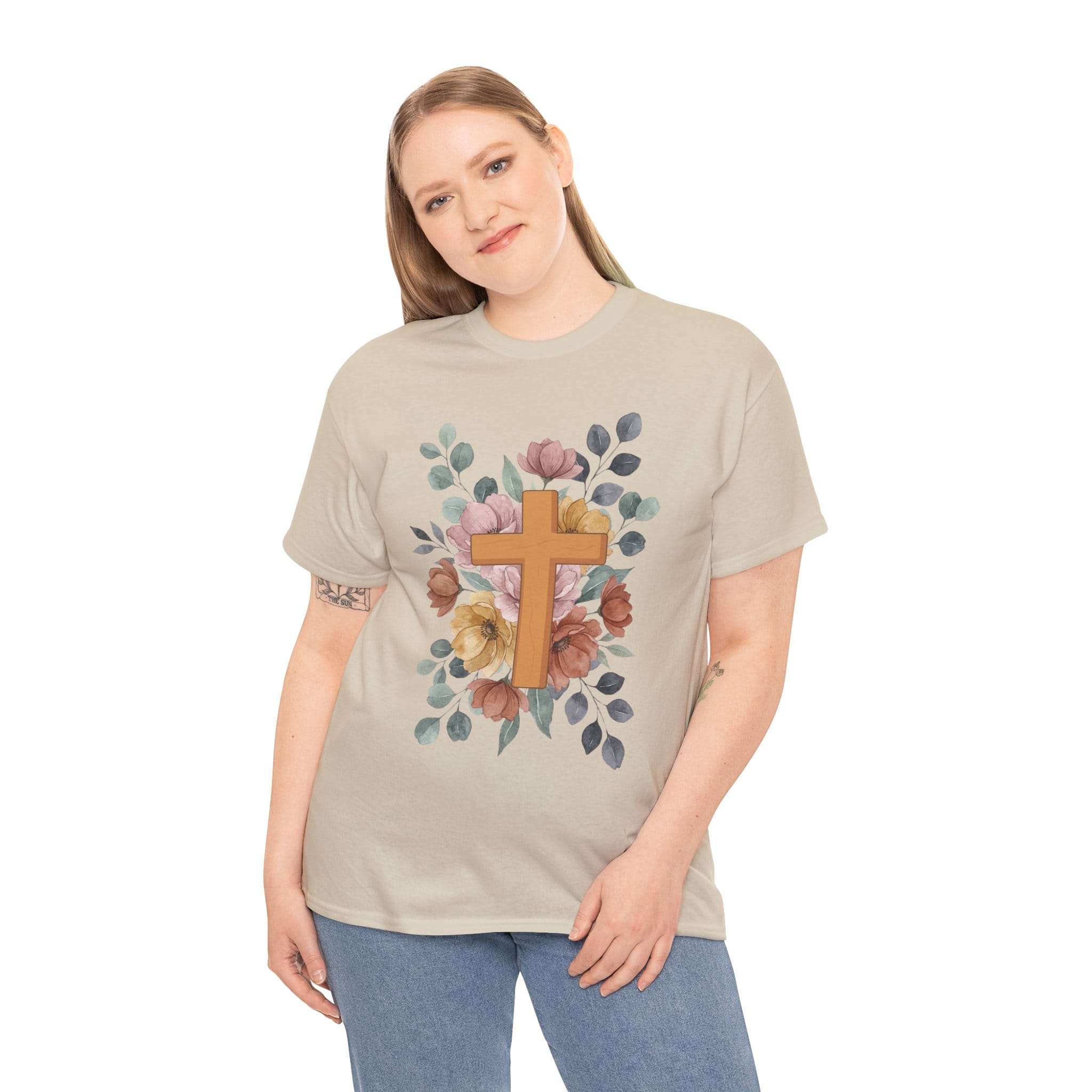 SIMPLE FLOWER CROSS TEE
