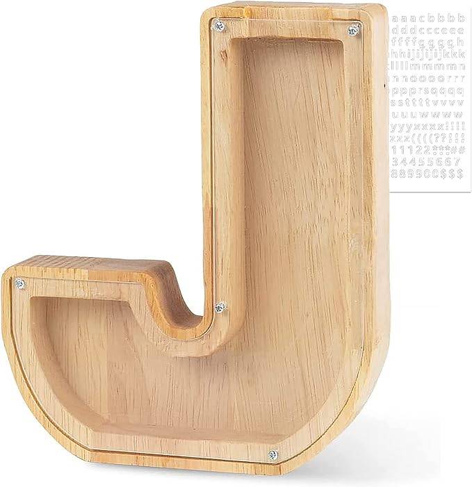 Personalized Wooden Letter Piggy Bank For Kids