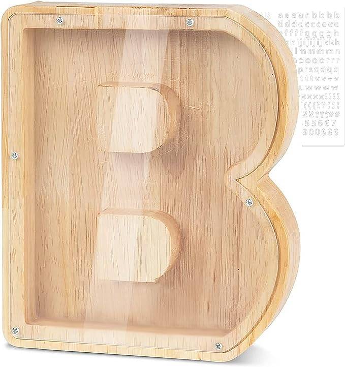 Personalized Wooden Letter Piggy Bank For Kids