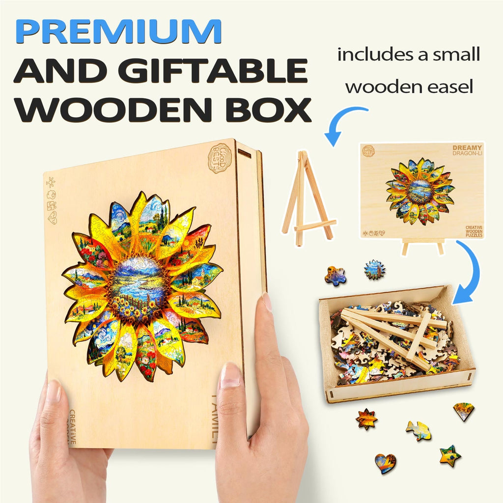 Oil on Sunflower Wooden Jigsaw Puzzle