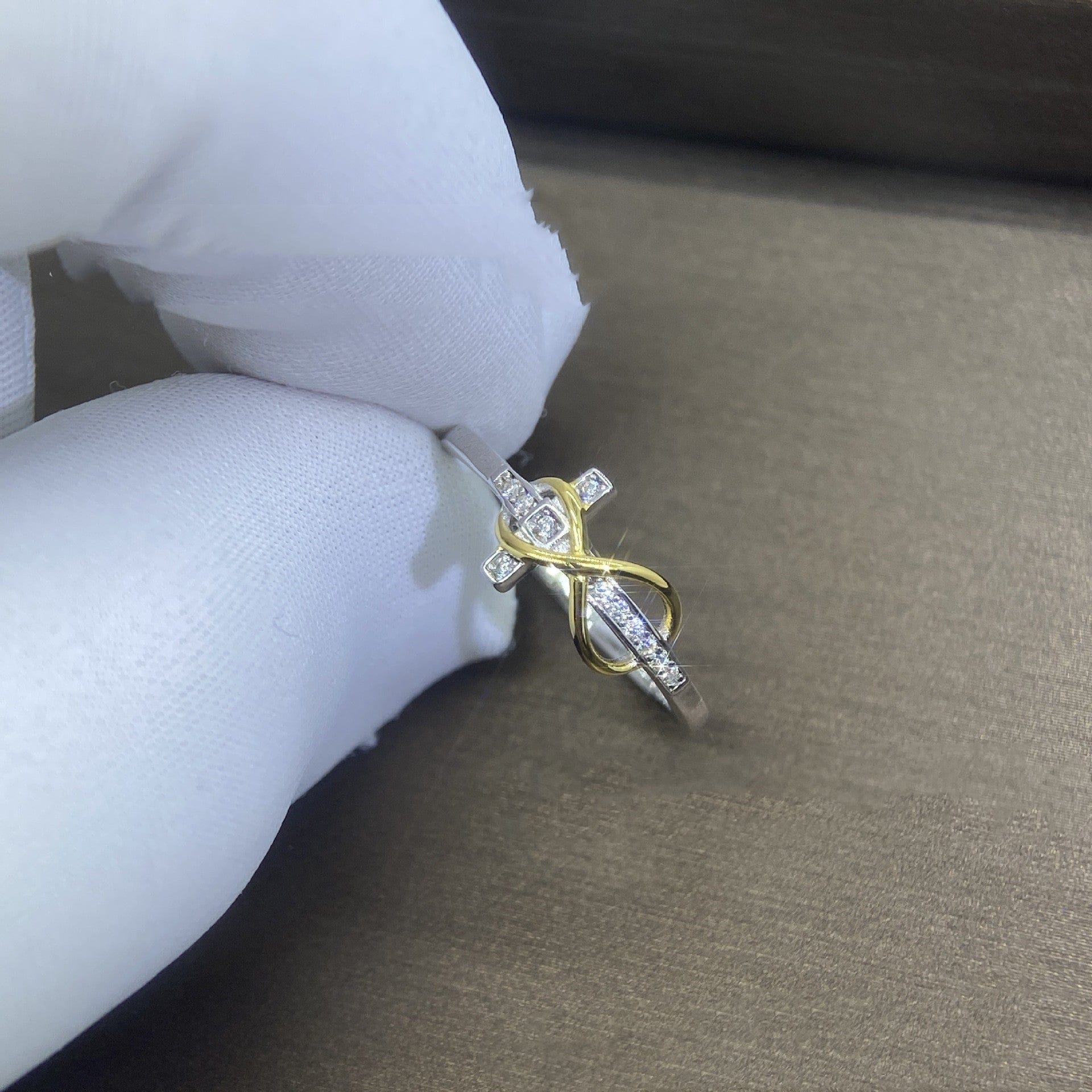 SILVER & GOLD PLATED CROSS RING