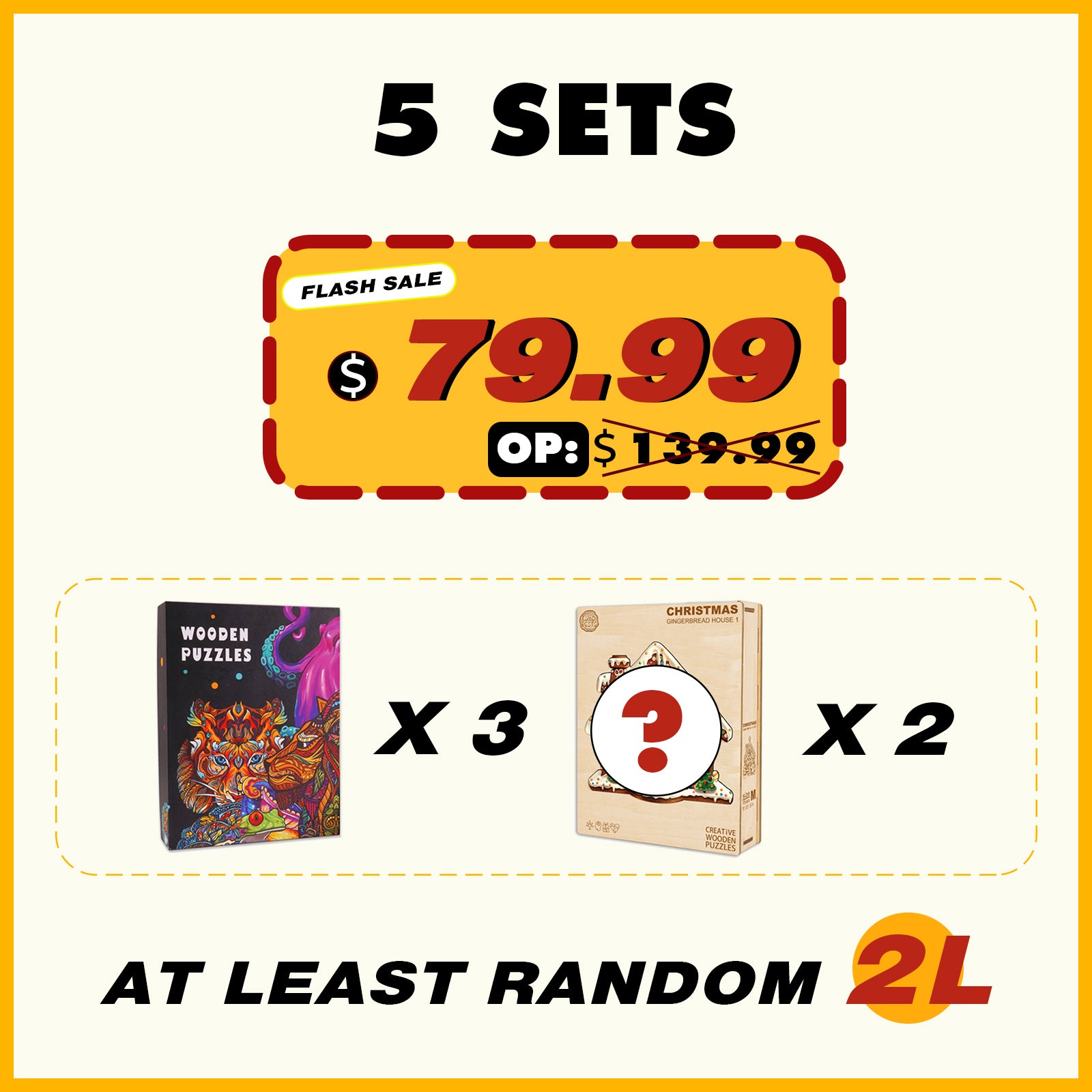 5 Random Wooden Puzzles Bundle in One Package SPECIAL