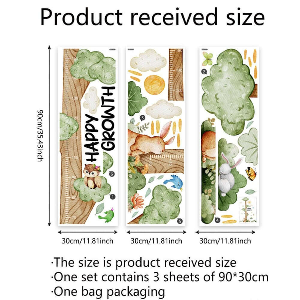 Whimsical Tree Growth Chart Wall Stickers