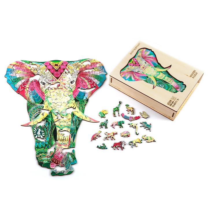 Coloured Elephant Wooden Jigsaw Puzzle