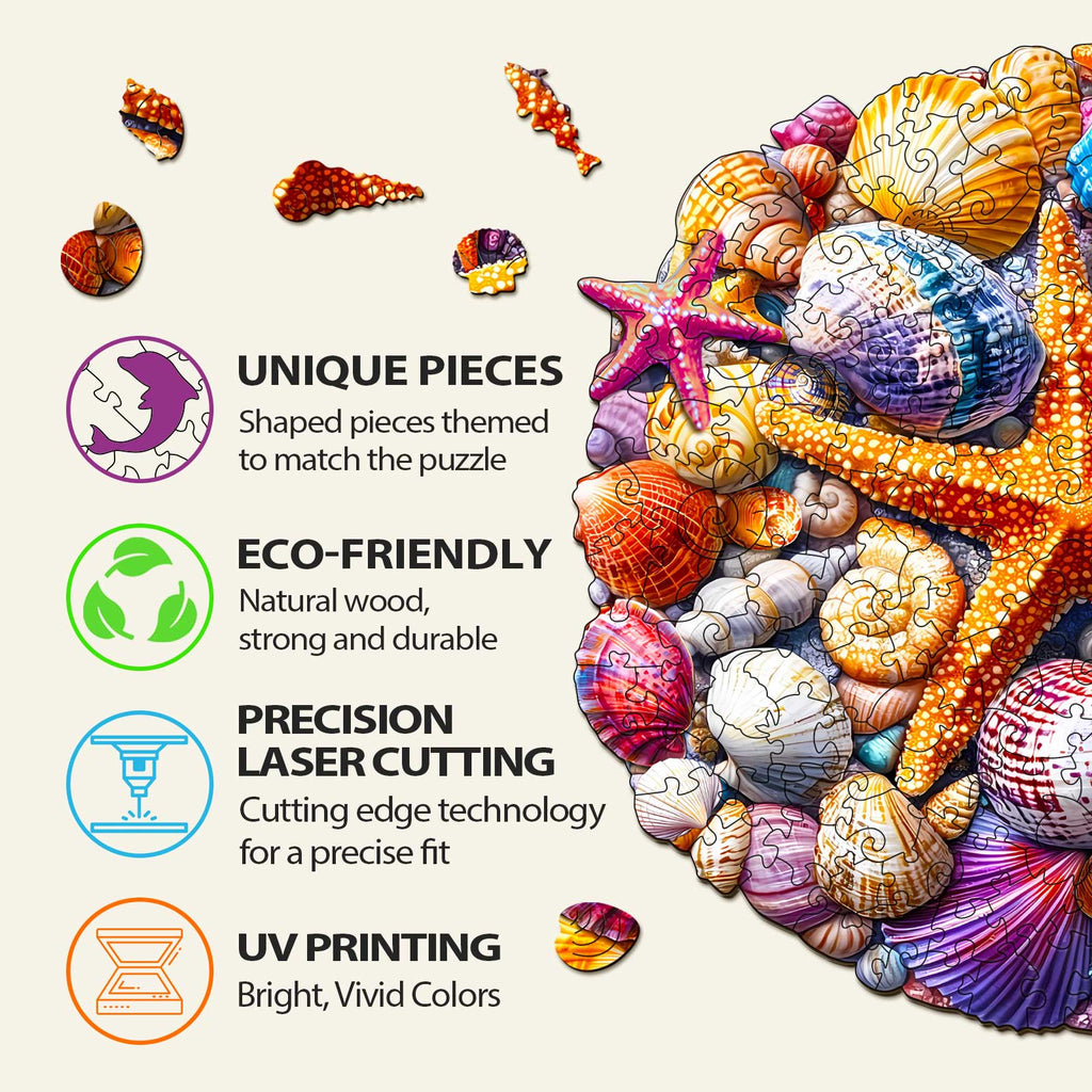 Colorful Shells Wooden Jigsaw Puzzle