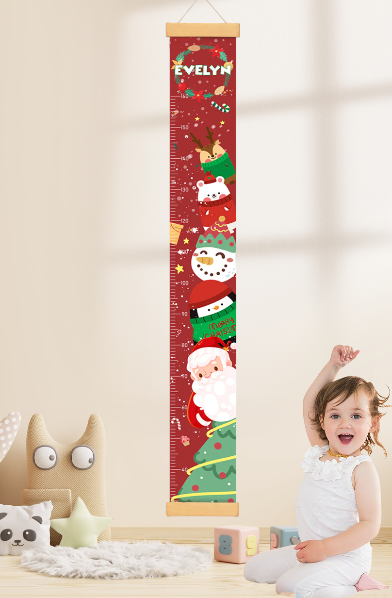 Personalized Christmas Hanging Canvas Height Ruler