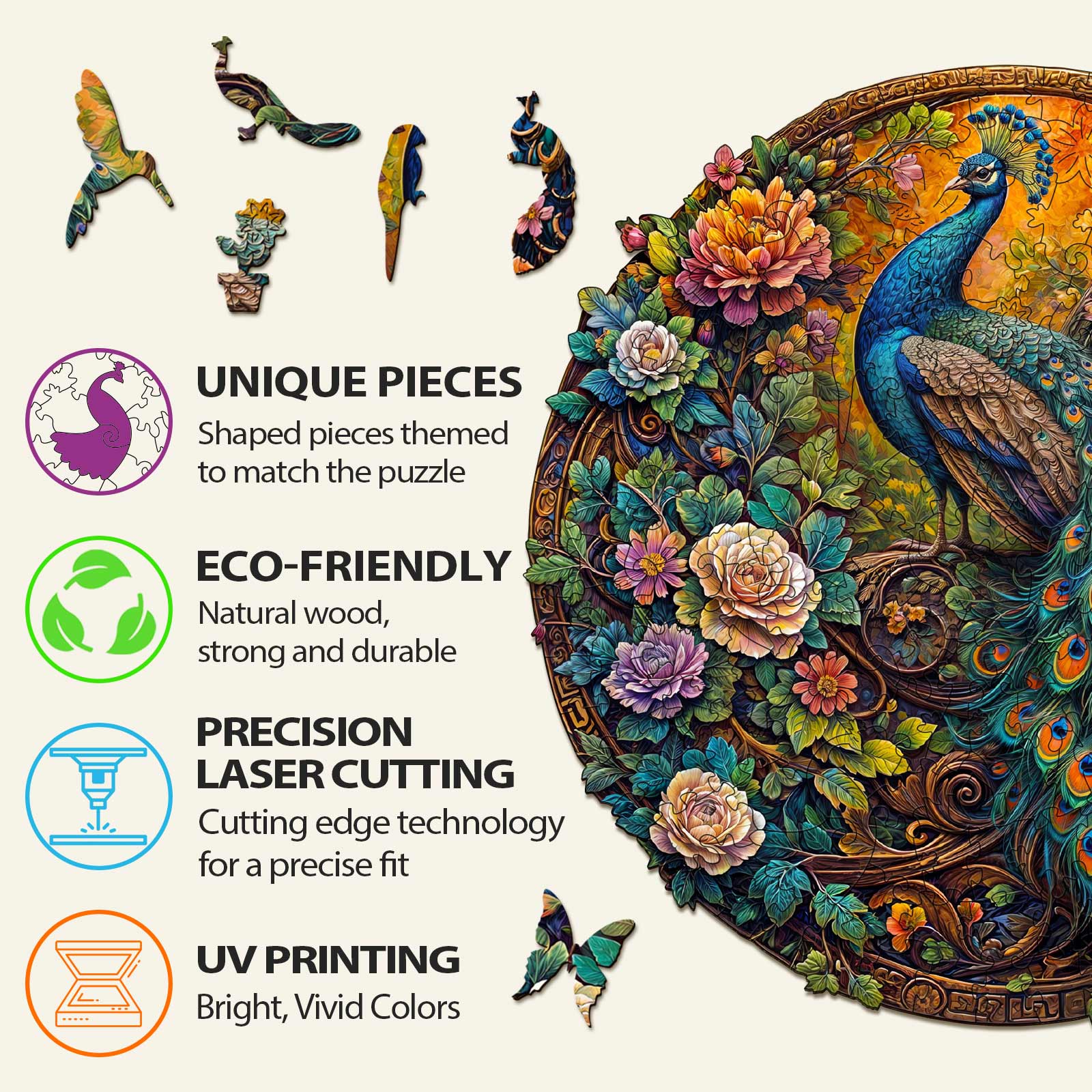 Peacock-2 Wooden Jigsaw Puzzle