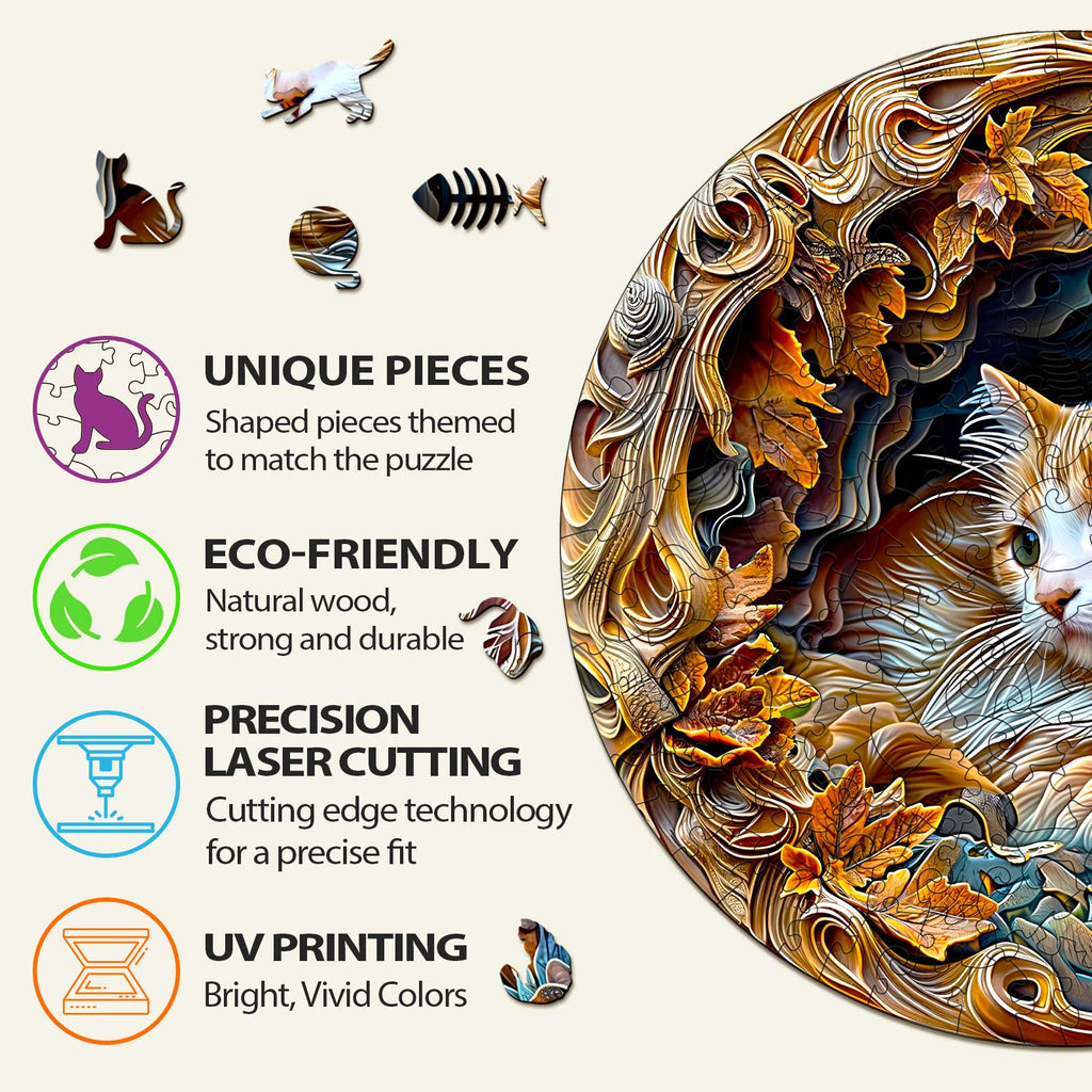 Cat In Cave Wooden Jigsaw Puzzle