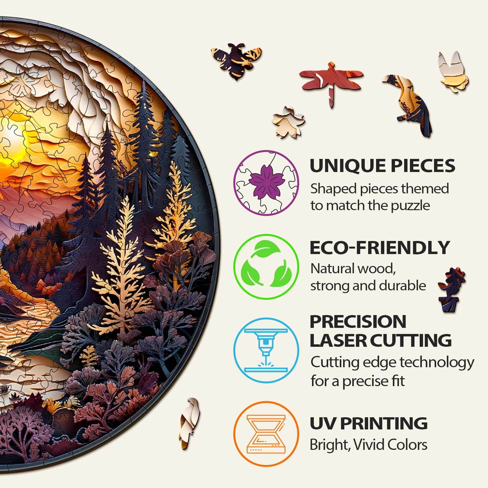 Sunset Forest Wooden Jigsaw Puzzle