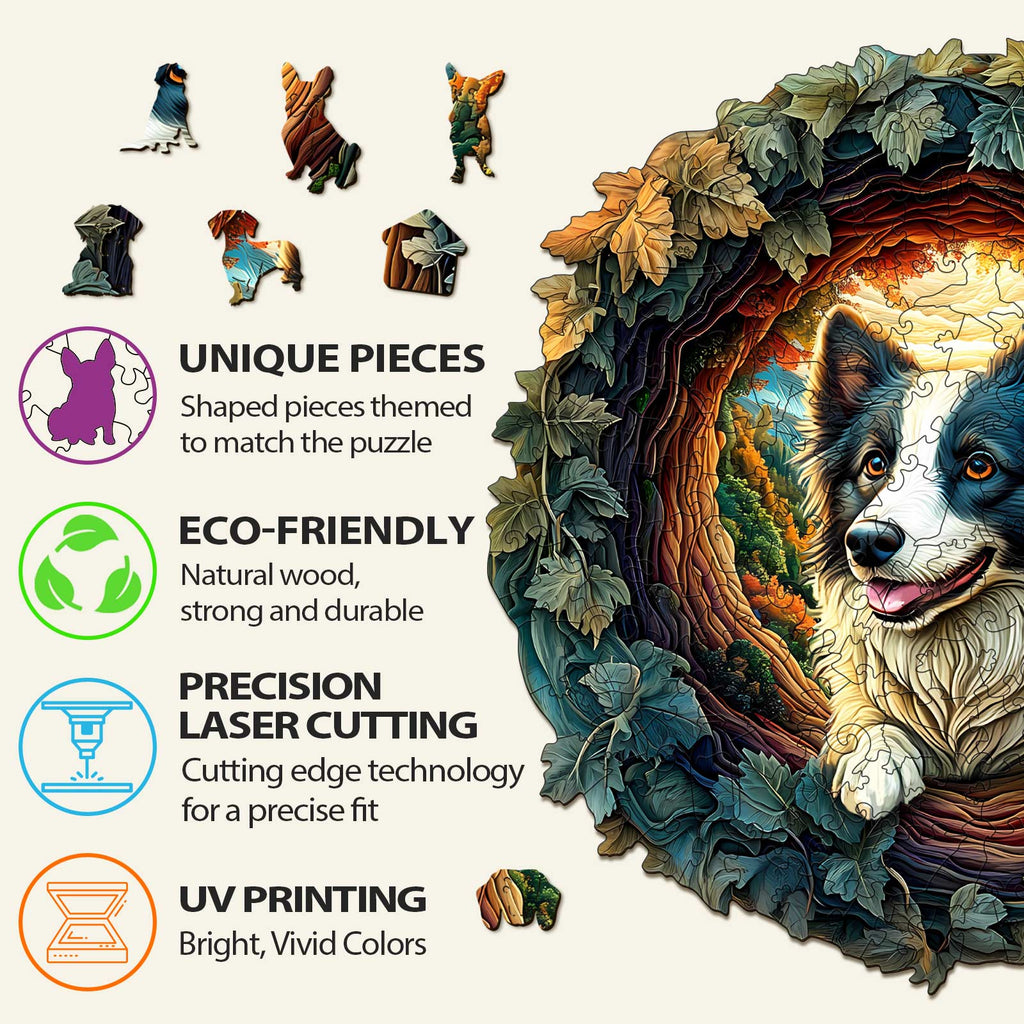 3D Border Collie Wooden Jigsaw Puzzle