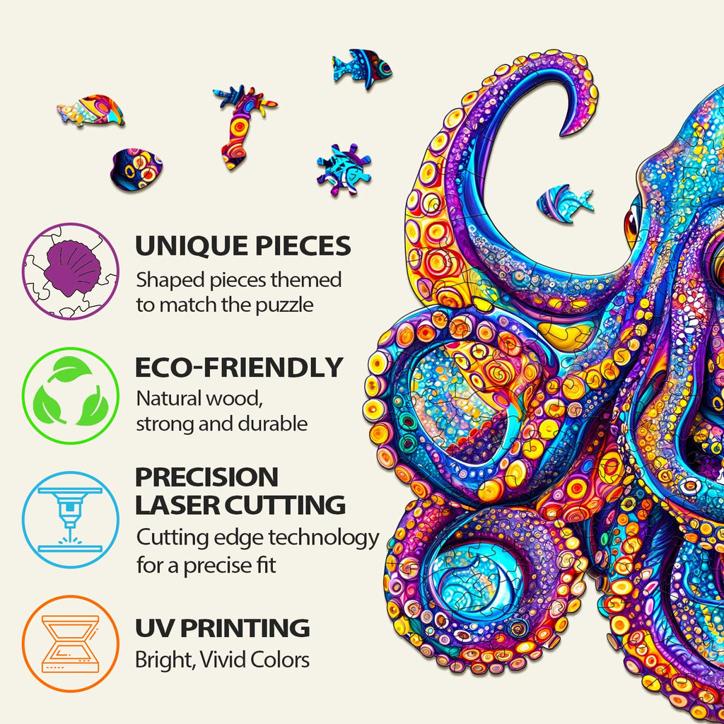 Colorful Octopus Wooden Jigsaw Puzzle