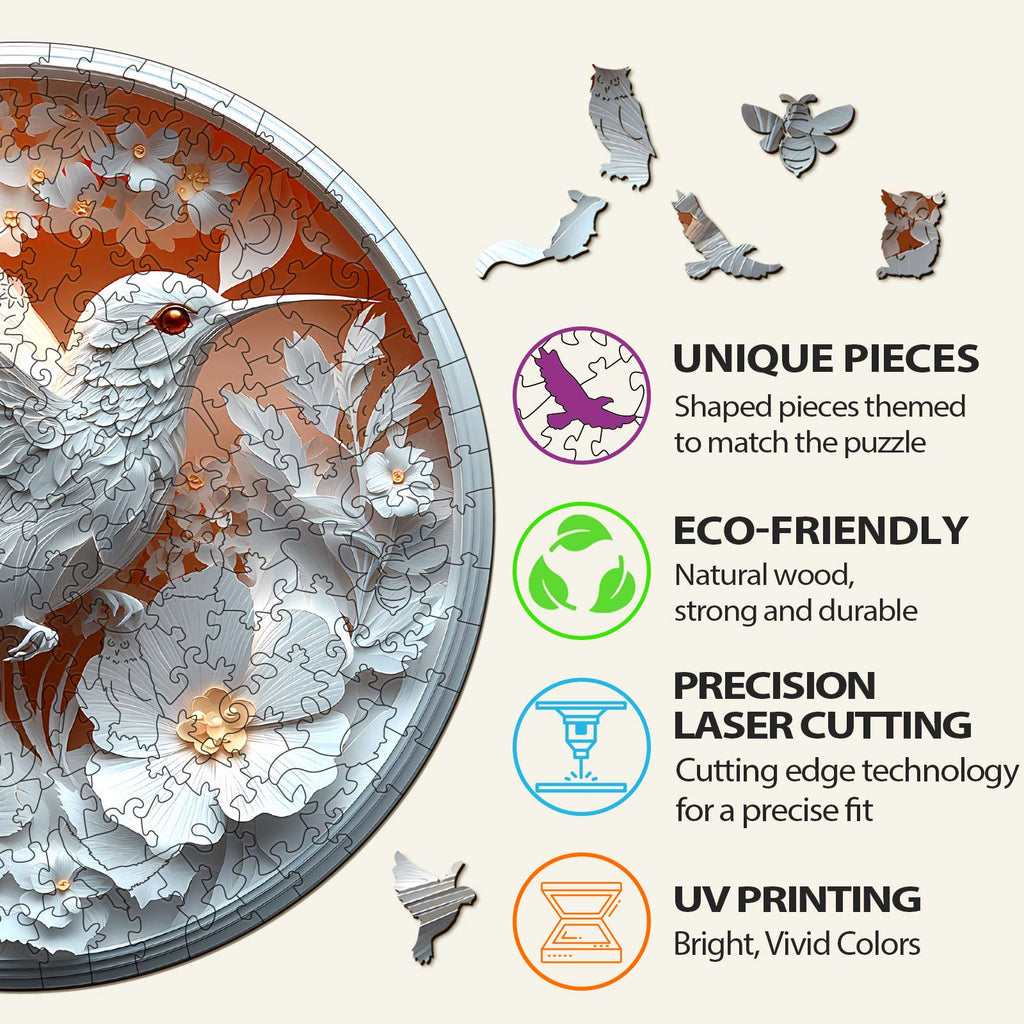 3D Paper Hummingbird Wooden Jigsaw Puzzle
