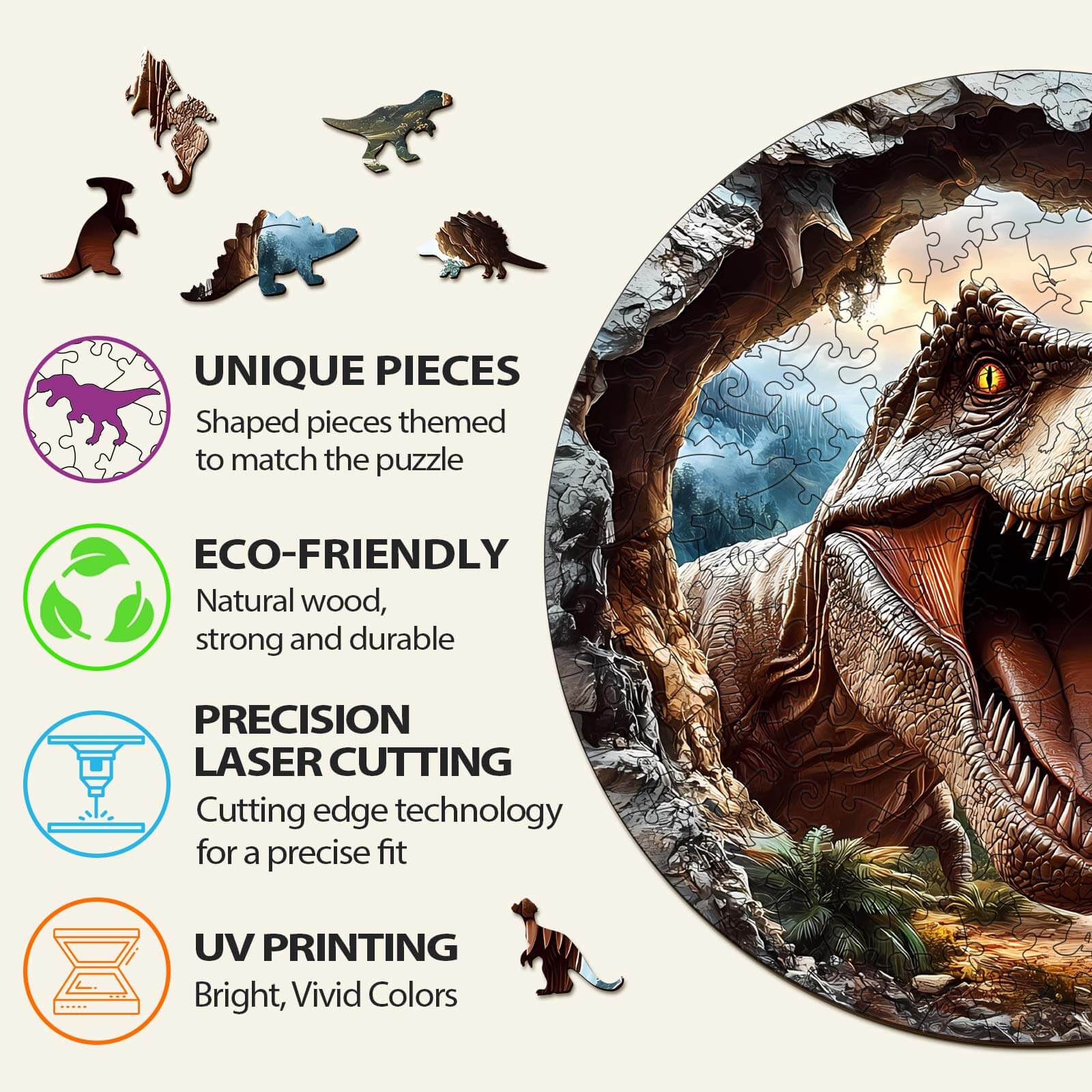 3D T-Rex 2 Wooden Jigsaw Puzzle