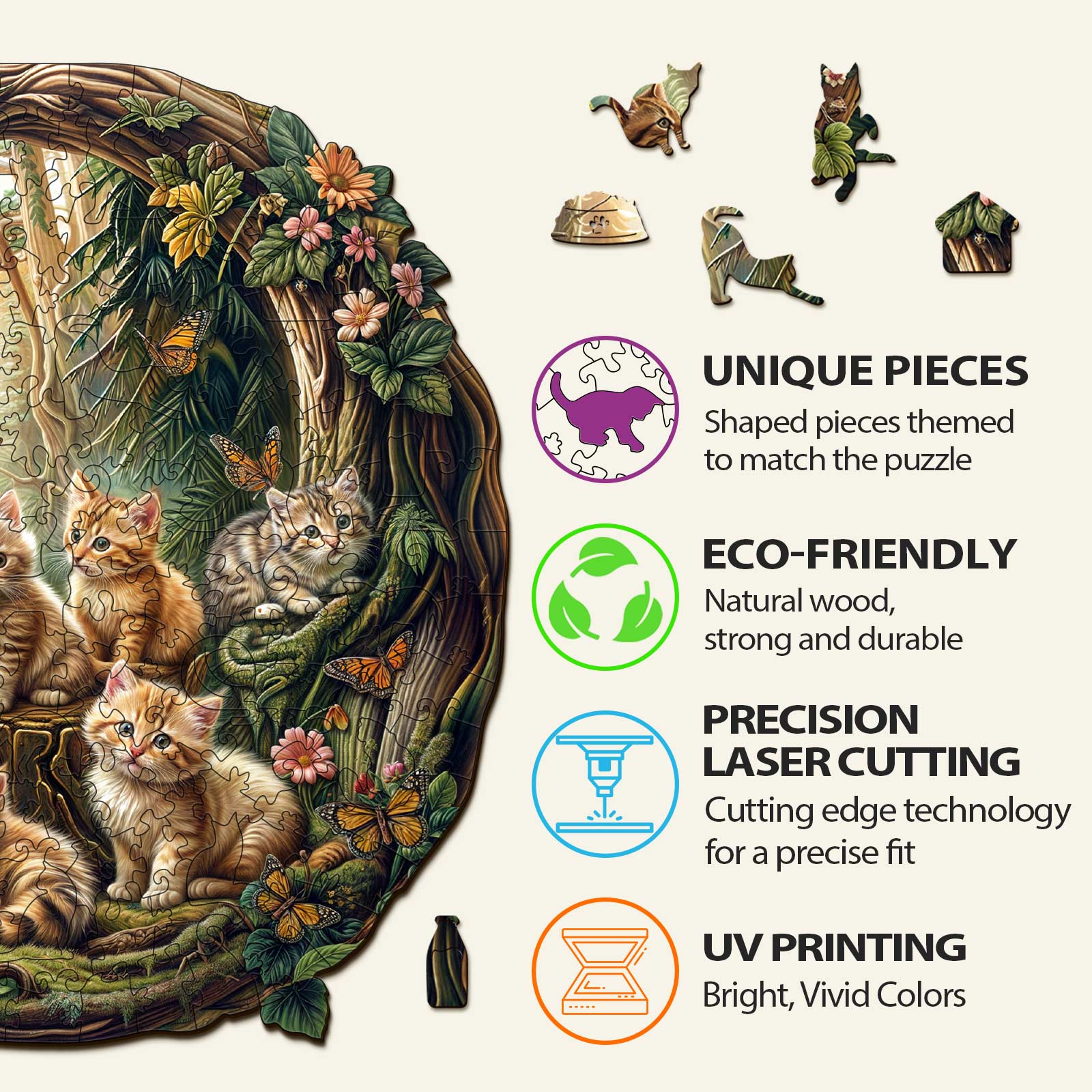 Laid-back Kitten Wooden Jigsaw Puzzle