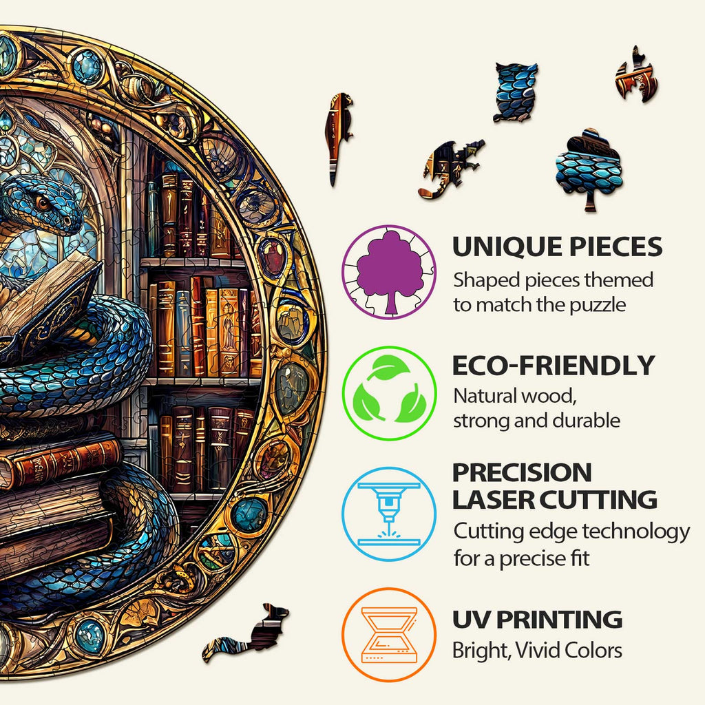 Magic Library Snake Wooden Jigsaw Puzzle