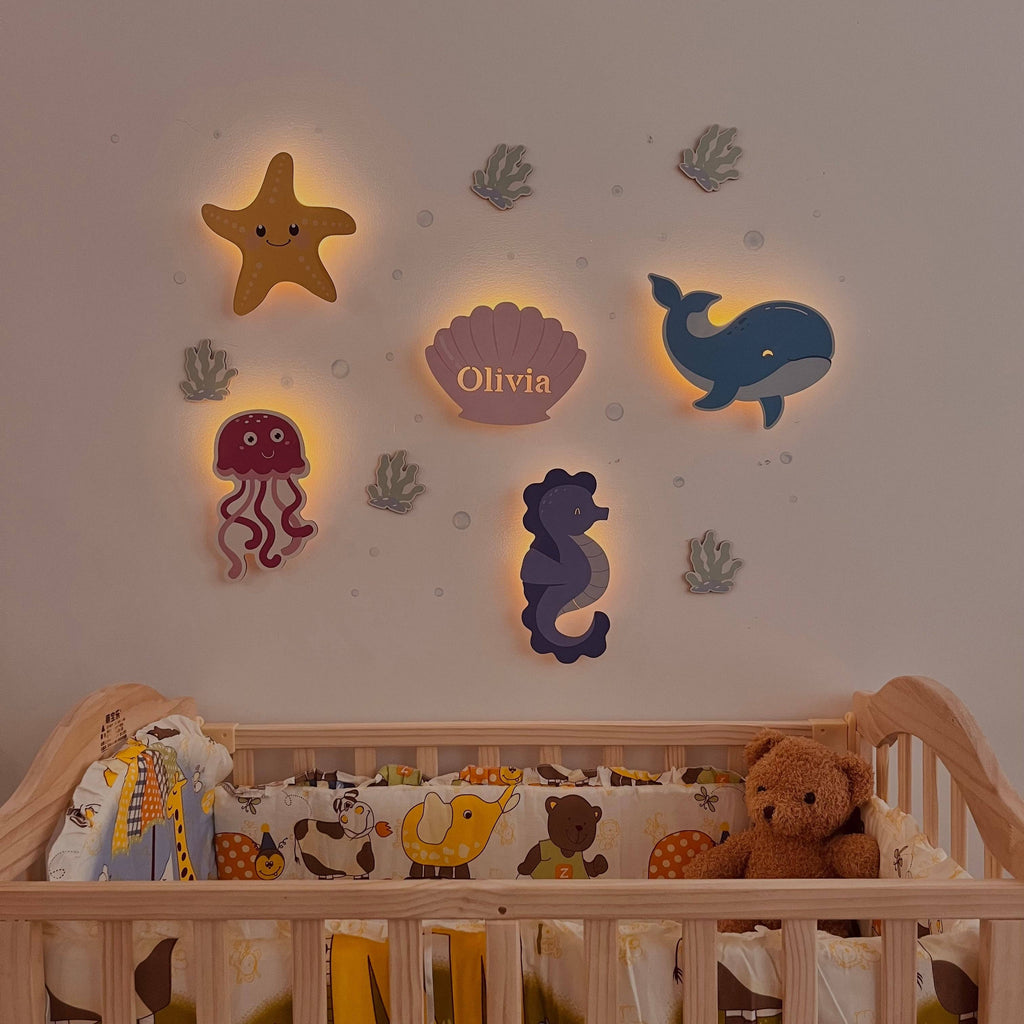 Personalized  Baby's Room Wall Light Marine Theme Set