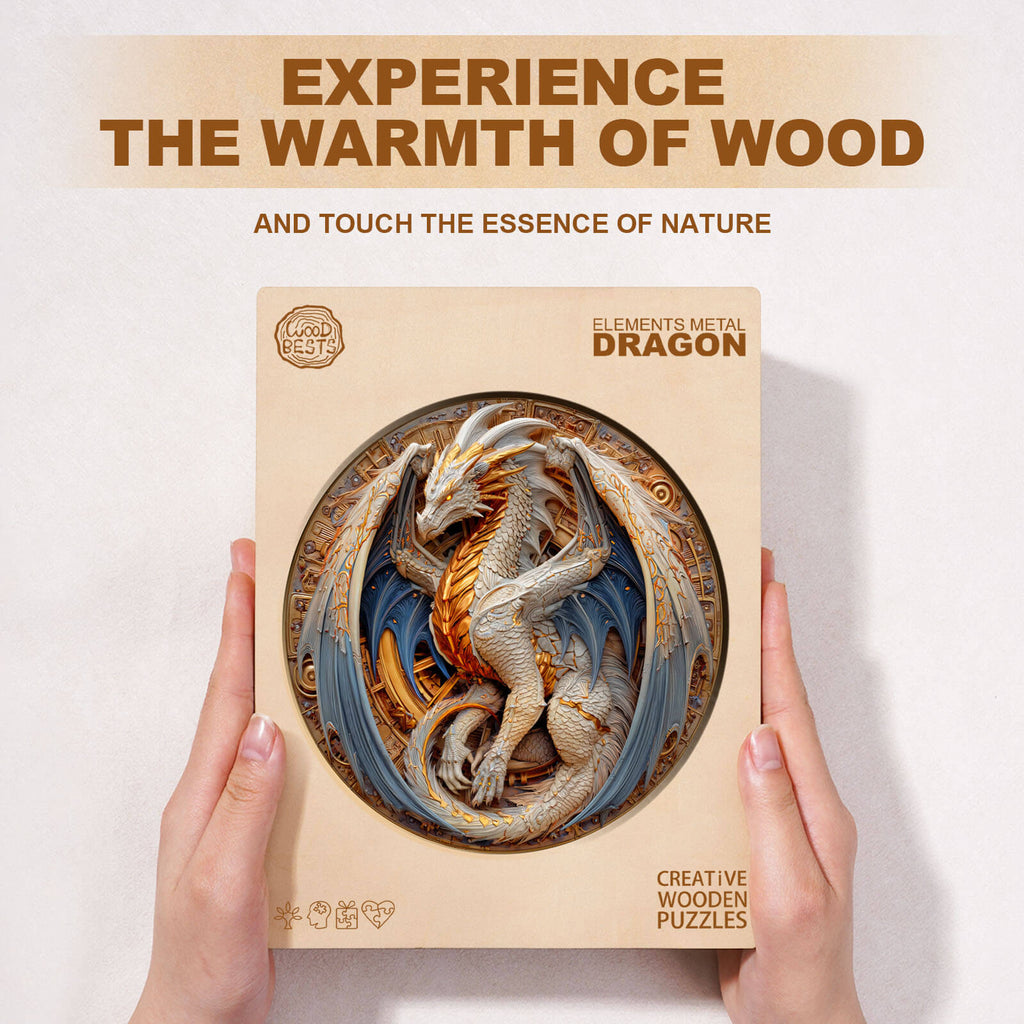 Elements Metal Dragon Wooden Jigsaw Puzzle