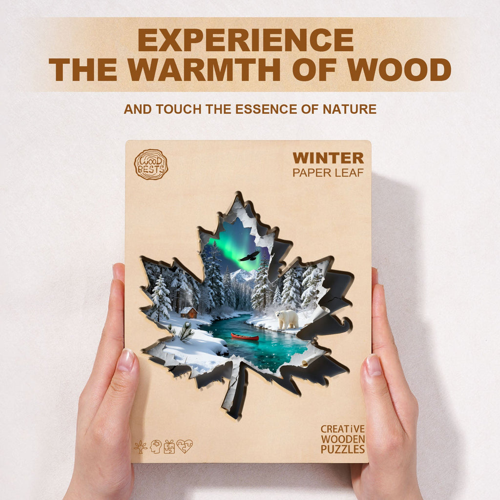 Winter Paper Leaf Wooden Jigsaw Puzzle